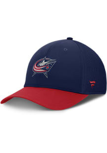 Columbus Blue Jackets Mens Navy Blue 2T Structured Stretch Spacer Mesh Flex Hat