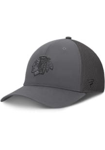 Chicago Blackhawks Mens Grey Tonal Structured Stretch Spacer Mesh Flex Hat