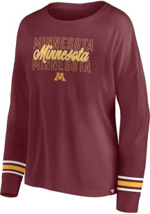 Minnesota Golden Gophers Womens Maroon Stripe Sleeve Design LS Tee