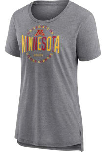 Minnesota Golden Gophers Womens Grey Drop It Back Detail Short Sleeve T-Shirt