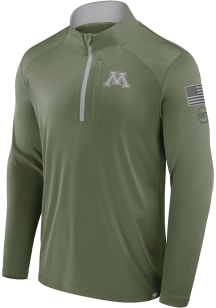 Minnesota Golden Gophers Mens Olive OHT Defender Long Sleeve Qtr Zip Pullover