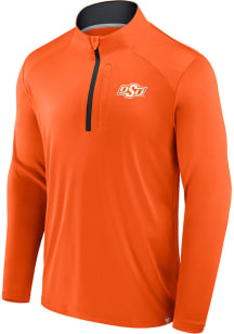 Oklahoma State Cowboys Mens Orange Defender Long Sleeve Qtr Zip Pullover