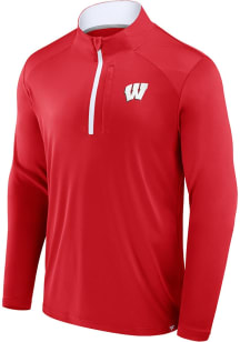 Wisconsin Badgers Mens Red Defender Long Sleeve Qtr Zip Pullover