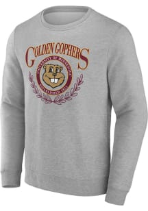 Minnesota Golden Gophers Mens Grey Heritage Laurel Classic Long Sleeve Crew Sweatshirt