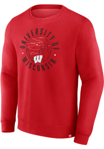 Wisconsin Badgers Mens Red Destination Long Sleeve Crew Sweatshirt