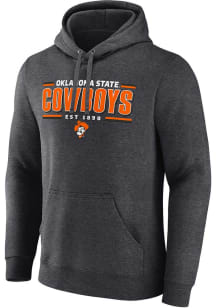 Oklahoma State Cowboys Mens Charcoal Horizontal Block Long Sleeve Hoodie