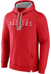 Wisconsin Badgers Mens Red Heritage Second Wind Long Sleeve Hoodie