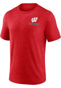 Wisconsin Badgers Red Heritage Faded Triblend Short Sleeve Fashion T Shirt