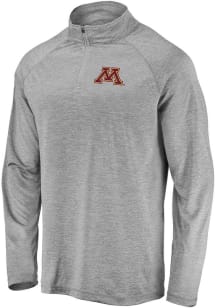 Minnesota Golden Gophers Mens Grey Primary Logo Long Sleeve Qtr Zip Pullover