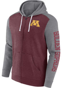 Minnesota Golden Gophers Mens Maroon Primary Logo Long Sleeve Full Zip Jacket