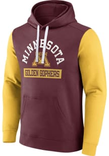 Minnesota Golden Gophers Mens Maroon Color Block Style Long Sleeve Hoodie