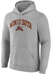 Minnesota Golden Gophers Mens Grey Arch Mascot Twill Long Sleeve Hoodie