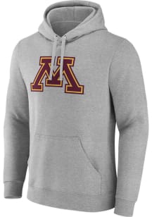 Minnesota Golden Gophers Mens Grey Primary Logo Twill Long Sleeve Hoodie