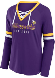 Minnesota Vikings Womens Purple Lace Up LS Tee