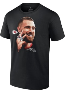 Travis Kelce Kansas City Chiefs Black 3 Rings Short Sleeve Player T Shirt