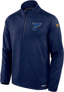 St Louis Blues Mens Navy Blue Authentic Pro Rink Long Sleeve Qtr Zip Pullover
