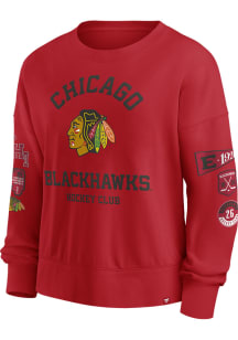 Chicago Blackhawks Womens Red Heritage Go Team Crew Sweatshirt