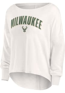 Milwaukee Bucks Womens White Carver Slub LS Tee