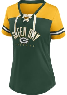 Green Bay Packers Womens Lace Up Fashion Football Jersey - Green