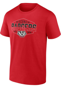 Wisconsin Badgers Red Name and Mascot Short Sleeve T Shirt