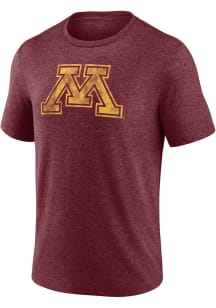 Minnesota Golden Gophers Maroon Distressed Primary Logo Short Sleeve Fashion T Shirt