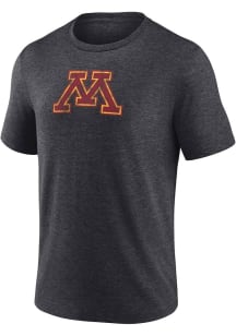 Minnesota Golden Gophers Charcoal Distressed Primary Logo Short Sleeve Fashion T Shirt