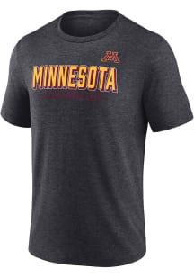 Minnesota Golden Gophers Charcoal Distressed Flat Name Short Sleeve Fashion T Shirt