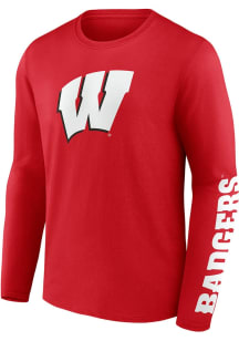 Wisconsin Badgers Red Primary Logo Long Sleeve T Shirt