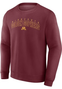 Minnesota Golden Gophers Mens Maroon Arch Name and Logo Long Sleeve Crew Sweatshirt