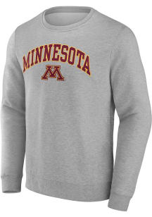 Minnesota Golden Gophers Mens Grey Arch Name and Logo Long Sleeve Crew Sweatshirt