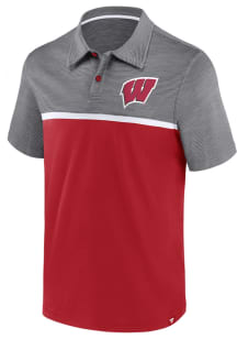Wisconsin Badgers Mens Red Fundamentals Streaky Short Sleeve Polo