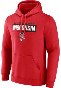 Wisconsin Badgers Mens Red Down The Field Long Sleeve Hoodie