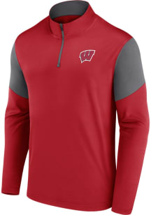 Wisconsin Badgers Mens Red Fundamental Long Sleeve Qtr Zip Pullover