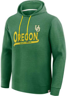 Oregon Ducks Mens Green Twill Team Script Long Sleeve Hoodie