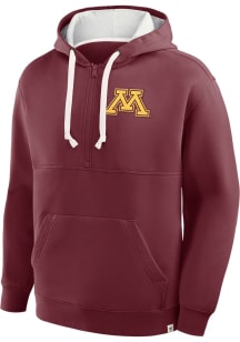 Minnesota Golden Gophers Mens Maroon Quarter Zip Long Sleeve Hoodie