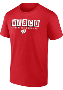 Wisconsin Badgers Red Power Drive Short Sleeve T Shirt