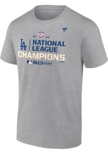 Los Angeles Dodgers Grey 2024 NLCS Champs LR Short Sleeve T Shirt