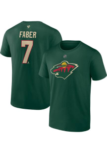 Brock Faber Minnesota Wild Green Home Short Sleeve Player T Shirt