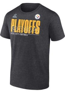 Pittsburgh Steelers Charcoal 2024 Playoff Participant Short Sleeve T Shirt