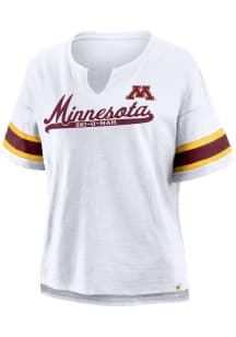 Minnesota Golden Gophers Womens White Conquer the Game Short Sleeve T-Shirt