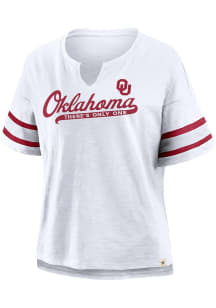 Oklahoma Sooners Womens White Conquer the Game Short Sleeve T-Shirt