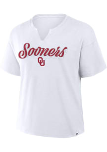 Oklahoma Sooners Womens White Script Logo Short Sleeve T-Shirt