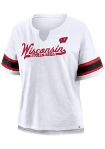 Wisconsin Badgers Womens White Conquer the Game Short Sleeve T-Shirt