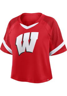 Wisconsin Badgers Womens Red Reach Farther Short Sleeve T-Shirt
