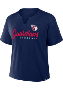 Cleveland Guardians Womens Navy Blue Future Short Sleeve T-Shirt