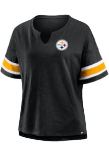 Pittsburgh Steelers Womens Black Curl Route Short Sleeve T-Shirt