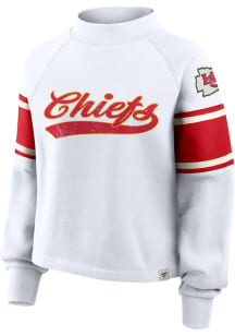 Kansas City Chiefs Womens White Toss Sweep Crew Sweatshirt