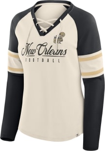 New Orleans Saints Womens Beige Gridiron LS Tee
