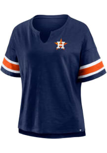 Houston Astros Womens Navy Blue Curl Route Short Sleeve T-Shirt
