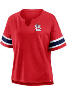 St Louis Cardinals Womens Red Curl Route Short Sleeve T-Shirt